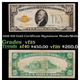 1928 $10 Gold Certificate Signatures Woods/Mellon