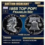 1955 Proof Franklin Half Dollar TOP POP! 50c pr69