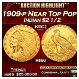 1909-p Gold Indian Quarter Eagle Near Top Pop! $2