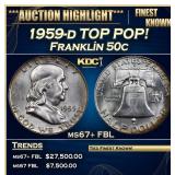 1959-d Franklin Half Dollar TOP POP! 50c ms67+ FBL
