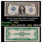 1923 $1 large size Silver Certificate Grades vf+ S