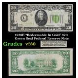 1928B $20 Green Seal Federal Reserve Note "Redeema