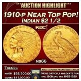 1910-p Gold Indian Quarter Eagle Near Top Pop! $2