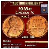 1918-d Lincoln Cent 1c ms65+ RD SEGS