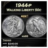 1944-p Walking Liberty Half Dollar 50c Grades ms66