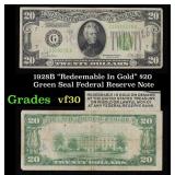 1928B $20 Green Seal Federal Reserve Note "Redeema