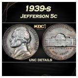 1939-s Jefferson Nickel 5c Grades unc details