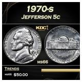 1970-s Jefferson Nickel 5c Grades ms66