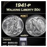 1941-p Walking Liberty Half Dollar 50c ms66+ SEGS