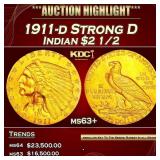 1911-d Strong D Gold Indian Quarter Eagle $2 1/2 m
