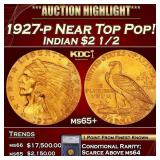 1927-p Gold Indian Quarter Eagle Near Top Pop! $2