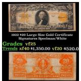1922 $20 Large Size Gold Certificate Grades vf+ Si