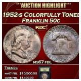 1952-s Franklin Half Dollar Colorfully Toned 50c m