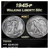 1945-p Walking Liberty Half Dollar 50c Grades ms65
