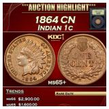 1864 CN Indian Cent 1c ms65+ USCG