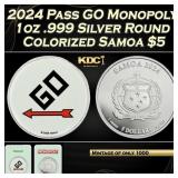 2024 Pass GO Monopoly 1oz .999 Silver Round Colori