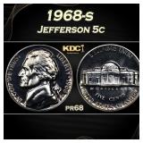 1968-s Proof Jefferson Nickel 5c Grades pr68