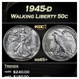 1945-d Walking Liberty Half Dollar 50c Grades ms65