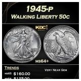1945-p Walking Liberty Half Dollar 50c Grades ms64