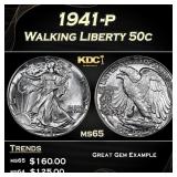1941-p Walking Liberty Half Dollar 50c Grades ms65