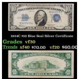 1934C $10 Blue Seal Silver Certificate Grades vf++