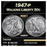 1947-p Walking Liberty Half Dollar 50c Grades ms64