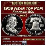 1959 Proof Franklin Half Dollar Near Top Pop! 50c