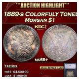 1889-s Morgan Dollar Colorfuly Toned 1 ms65+ SEGS