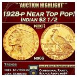 1928-p Gold Indian Quarter Eagle Near Top Pop! $2