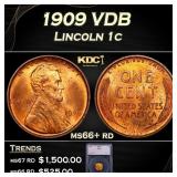 1909 VDB Lincoln Cent 1c ms66+ rd SEGS