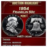1954 Proof Franklin Half Dollar 50c pr67+ dcam SEG