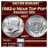 1982-d Kennedy Half Dollar Near Top Pop! 50c ms67+