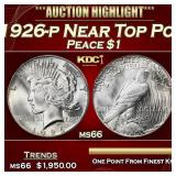 1926-p Peace Dollar Near Top Pop $1 ms66 SEGS