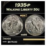 1935-p Walking Liberty Half Dollar 50c Grades GEM+