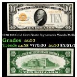 1928 $10 Gold Certificate Signatures Woods/Mellon