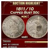 1811/10 Capped Bust Half Dollar 50c ms61 USCG