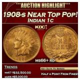 1908-s Indian Cent Near Top Pop! 1c ms66+ rd SEGS