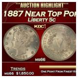 1887 Liberty Nickel Near Top Pop 5c ms66 SEGS