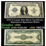1923 $1 large size Silver Certificate Grades vf+ S