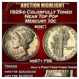 1929-d Mercury Dime Colorfully Toned Near Top Pop