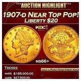 1907-d Gold Liberty Double Eagle Near Top Pop! $20