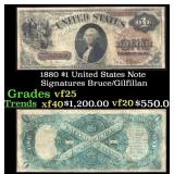 1880 $1 United States Note Grades vf+ Signatures B