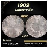 1909 Liberty Nickel 5c Grades ms65