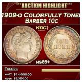 1909-o Barber Dime Colorfully Toned 10c ms66+ SEGS