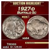1927-d Buffalo Nickel 5c ms64 SEGS