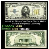 1934A $5 Silver Certificate North Africa WWII Emer