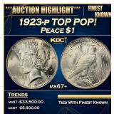 1923-p Peace Dollar TOP POP! $1 ms67+ SEGS