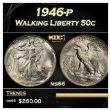1946-p Walking Liberty Half Dollar 50c Grades GEM+