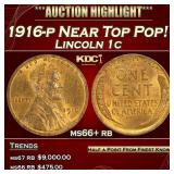 1916-p Lincoln Cent Near Top Pop! 1c ms66+ rb SEGS