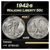 1942-s Walking Liberty Half Dollar 50c Grades GEM+